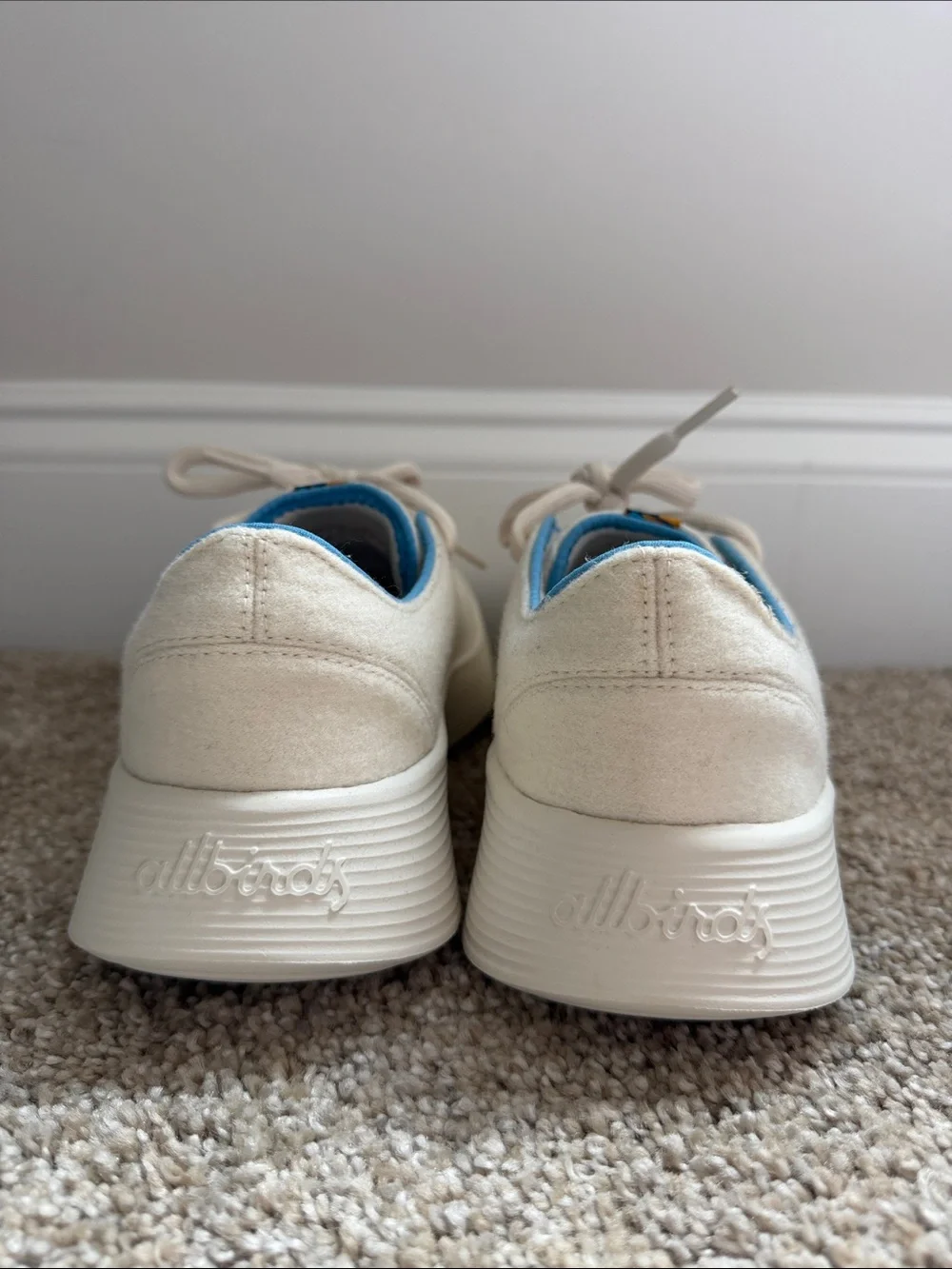 Allbirds Women’s Wool Sneakers - Cream with Blue Trim